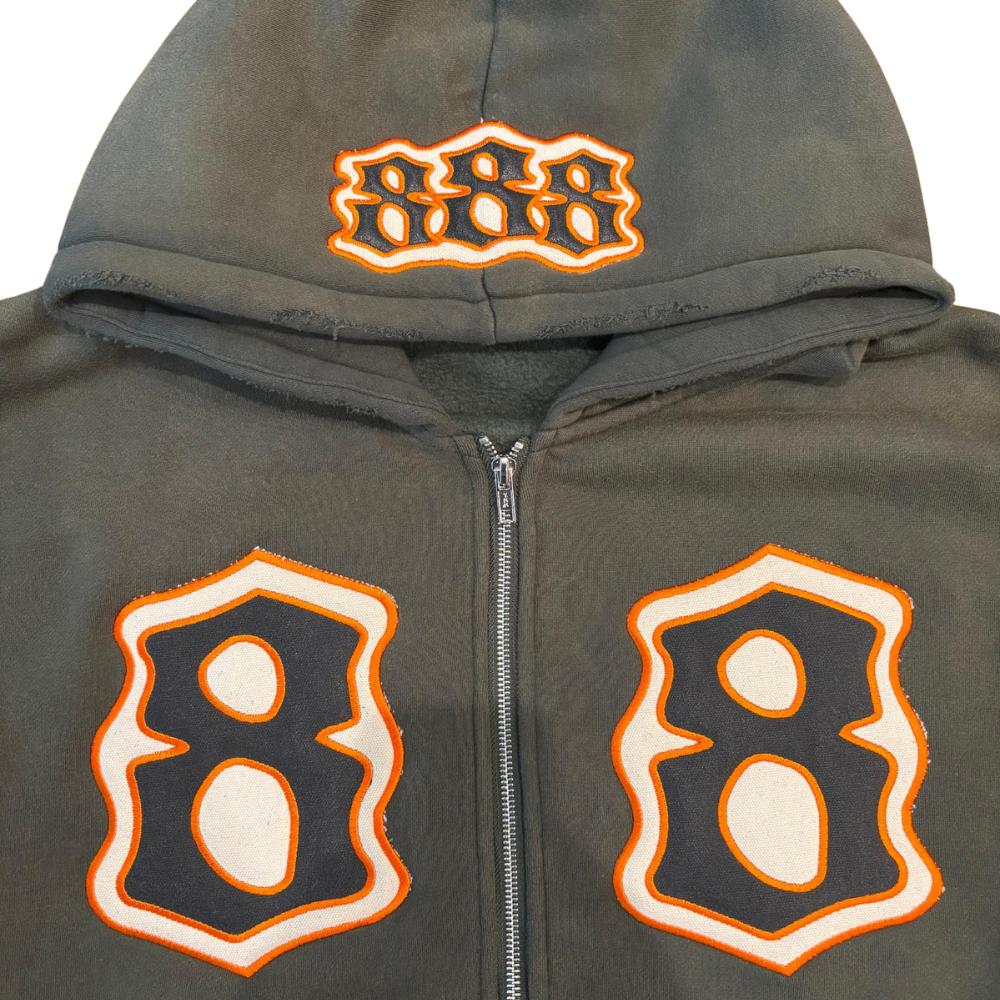 Canvas undefeated 888 Zip-Up Hoodie (Lava)