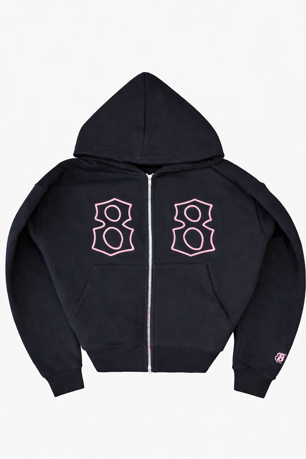 Puff Print 888 Zip-Up Pink Hoodie